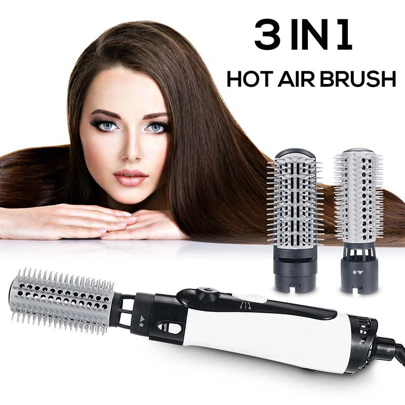 Electric 3 In 1 Hot Air Brush Hair Dryer Brush Dual Voltage Ceramic Blow Dryer Hair Straightening Curling Styling