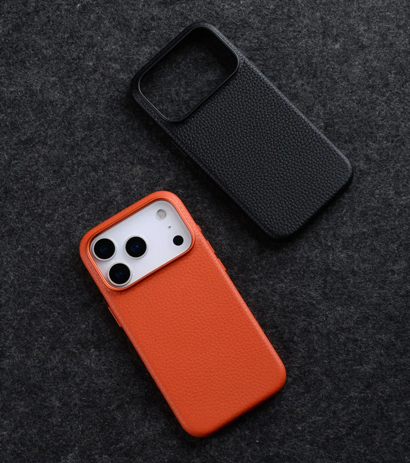 

Чехол Melkco с кнопкой AI из натуральной кожи для iPhone 17 Pro Max Air 17, простой металлический чехол из воловьей кожи с магнитными кнопками