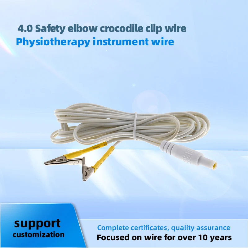 

4.0 Safety standard elbow crocodile clip wire electroacupuncture instrument therapeutic instrument wire electrode pad powe cord