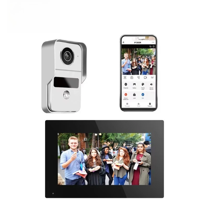 All Black WIFI Video Doorbell With  Visual Angle SD Card Recording and Motion Detection