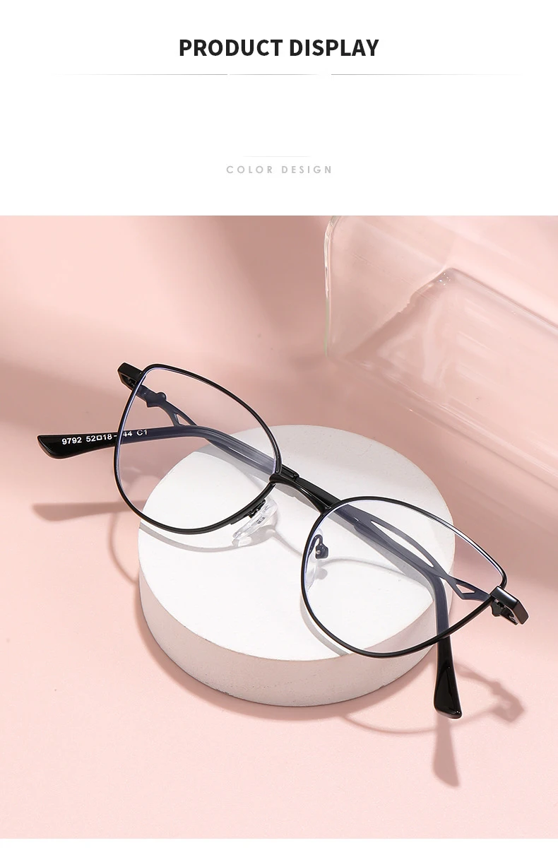 Modische Anti-Blaulicht-Lesebrille für Damen aus Metall mit hochauflösender Anzeige der jugendlichen Lesebrille 9792 – Detail 8