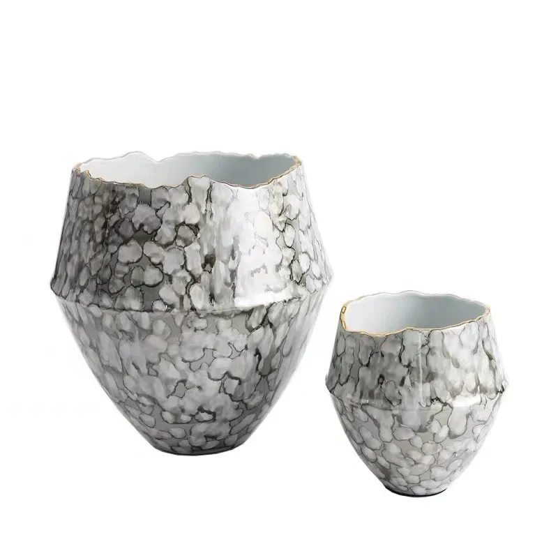 

Chinese light luxury pearlescent ceramic bottle ornament, soft pottery pot flower arrangement