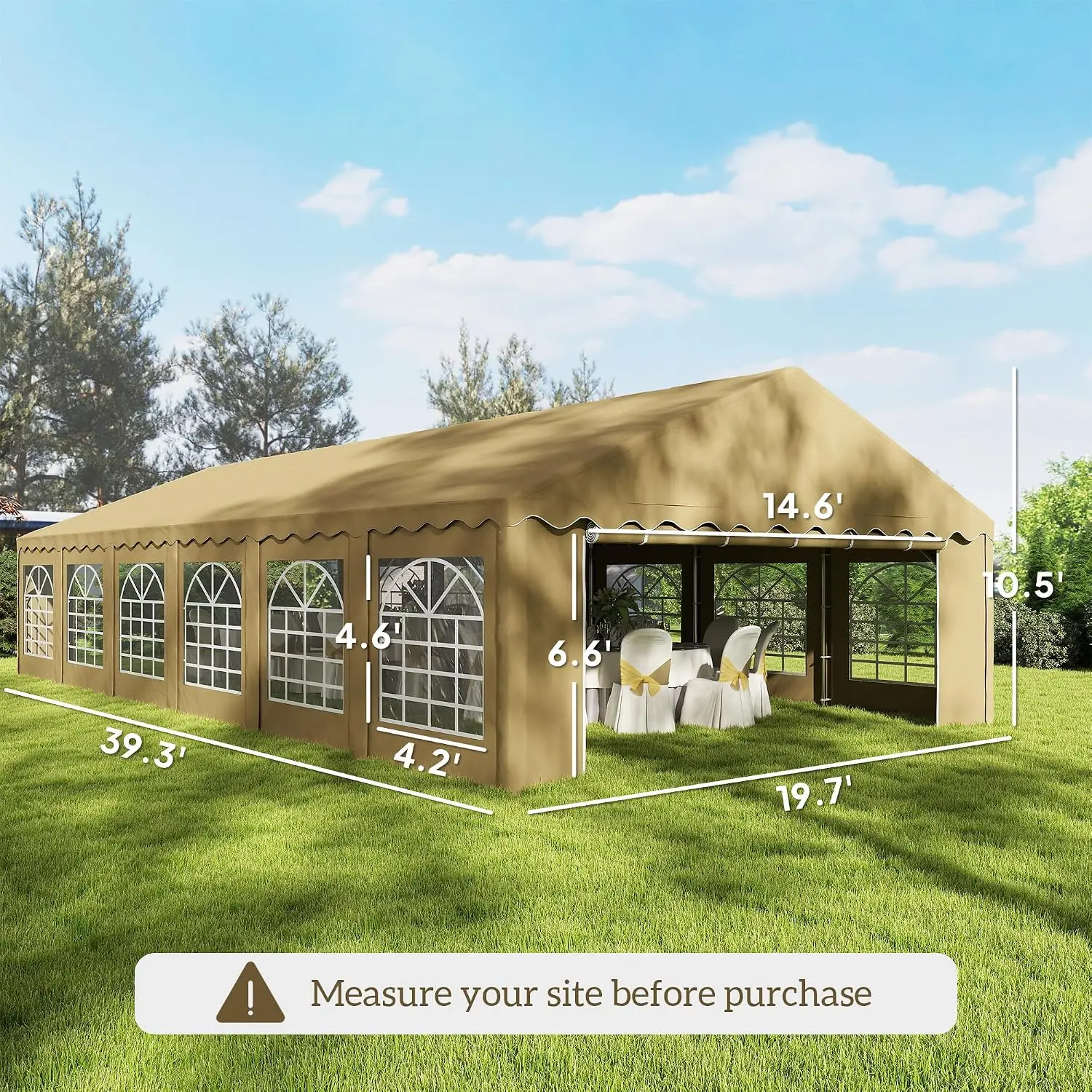 20' x 40' Heavy Duty Galvanized Party Tent with 12 Windows, Brown, Custom image 6