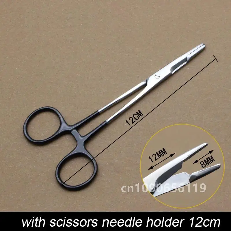 1pcs stainless steel Multifunctional needle holder insert with scissors needle holder for plastic surgery double eyelid tool