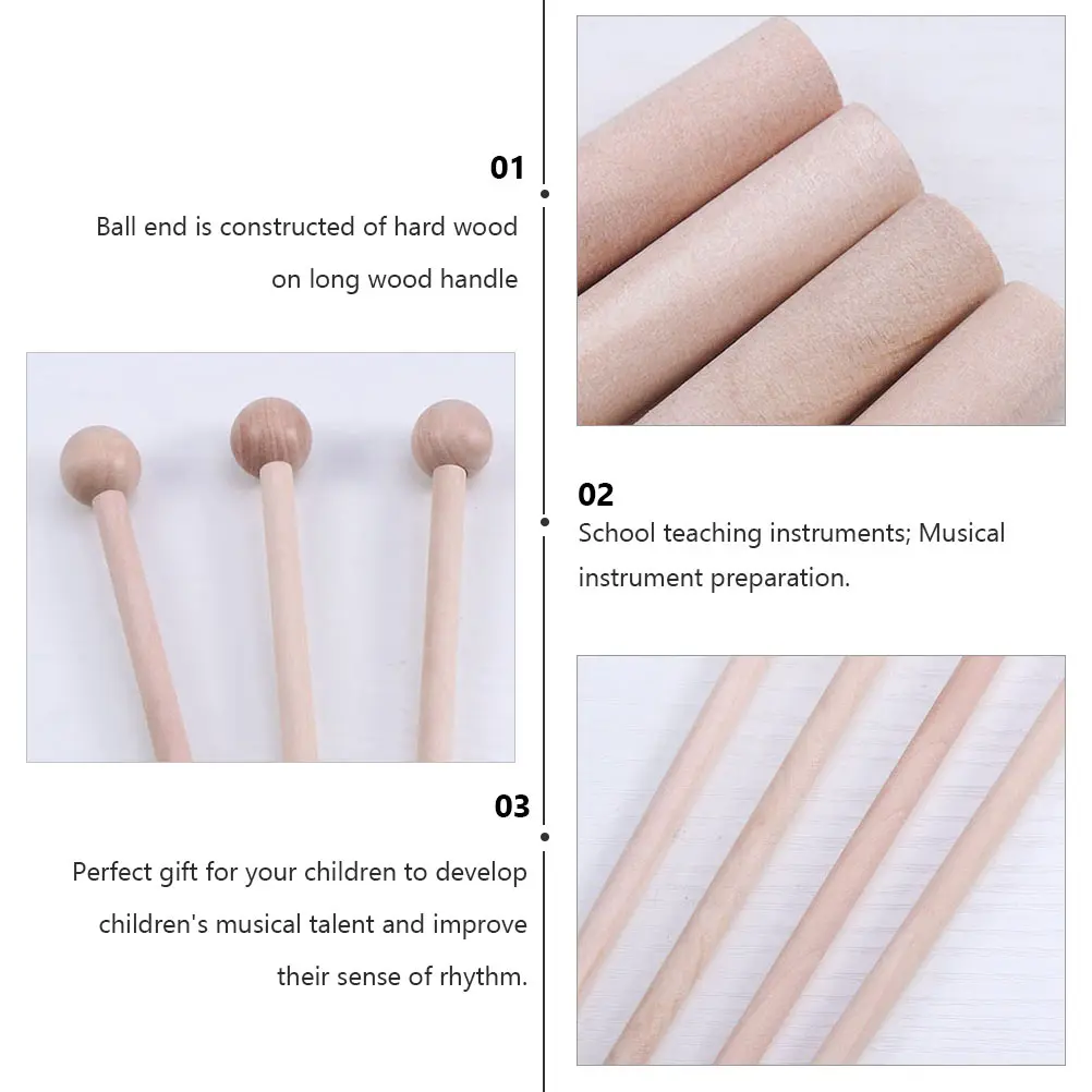 

10 Pcs Percussion Sticks Music Mallets Wood Rhythm Training Children Talent Development Teaching Instruments