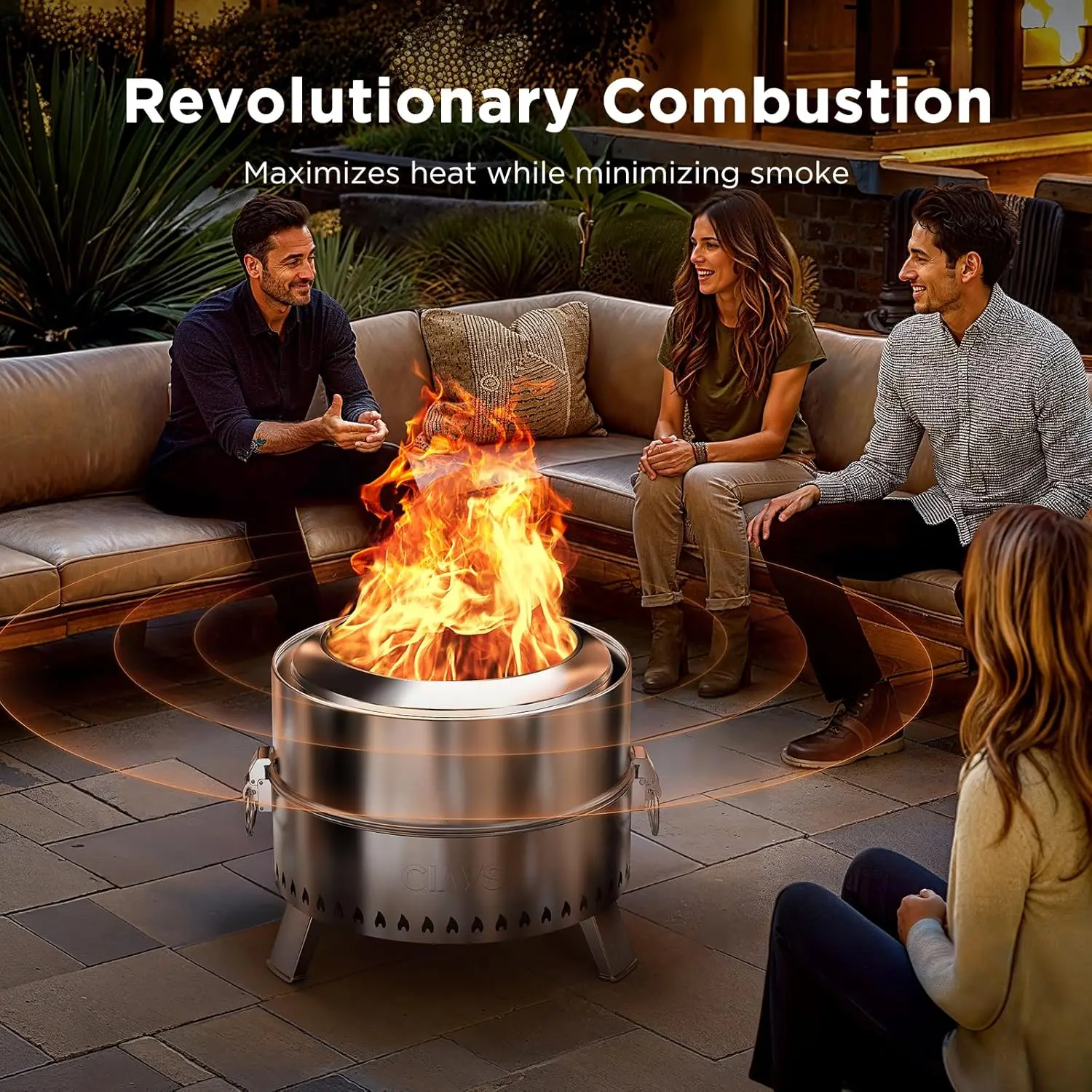 Smokeless Firepit, 21 Inch Fire Pit for Outside with Patented Technology, Large Fire Pit for Patio with Steel Grill Rack