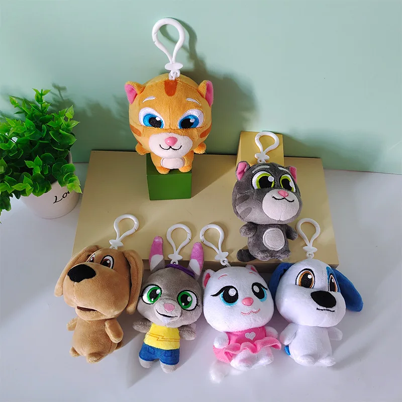 6Pcs/Set Can't Talk Version Talking Tom Plush Keychain Doll Toys 10cm Talking Tom Angela Hank Ginger Ben Bag Pendant Decor Gifts