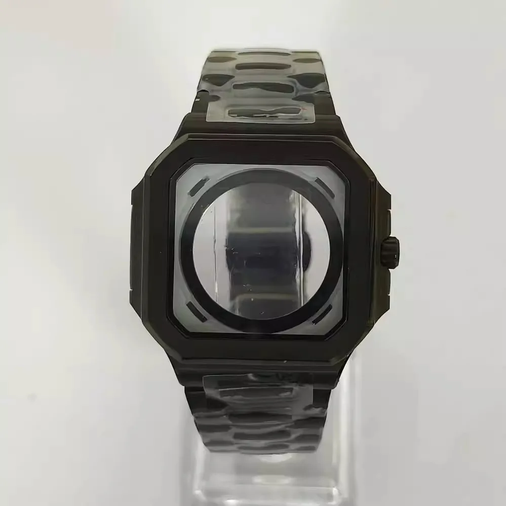 42mm Black Square Watch Case Sapphire Crystal Fit 29.5mm Dial NH35 NH36 Movement Watch Mod Parts Watch Accessories