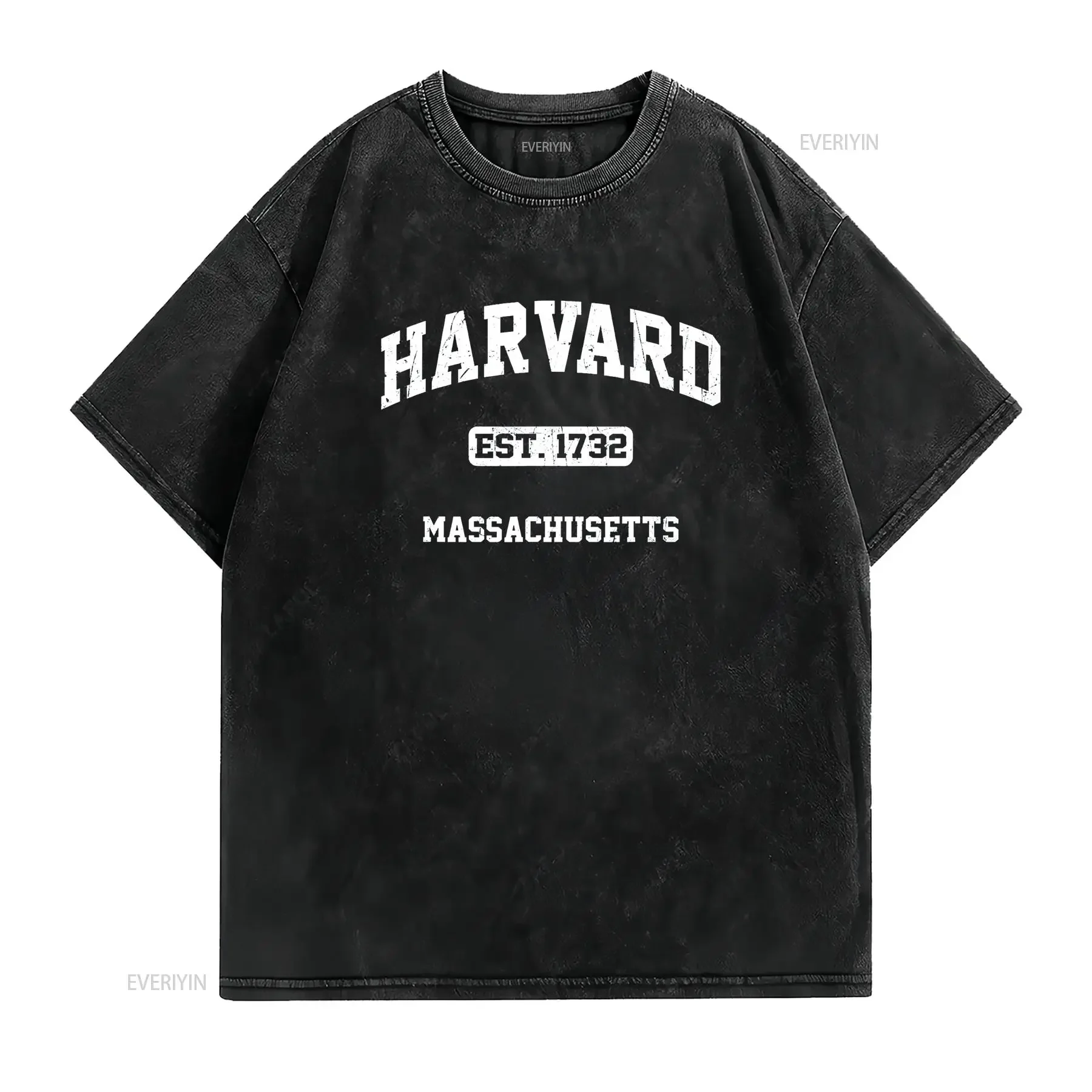 تي شيرت Harvard Massachusetts MA Vintage State بنمط رياضي عتيق برسومات مغسولة للارتداء اليومي للجنسين ملابس الشارع #2