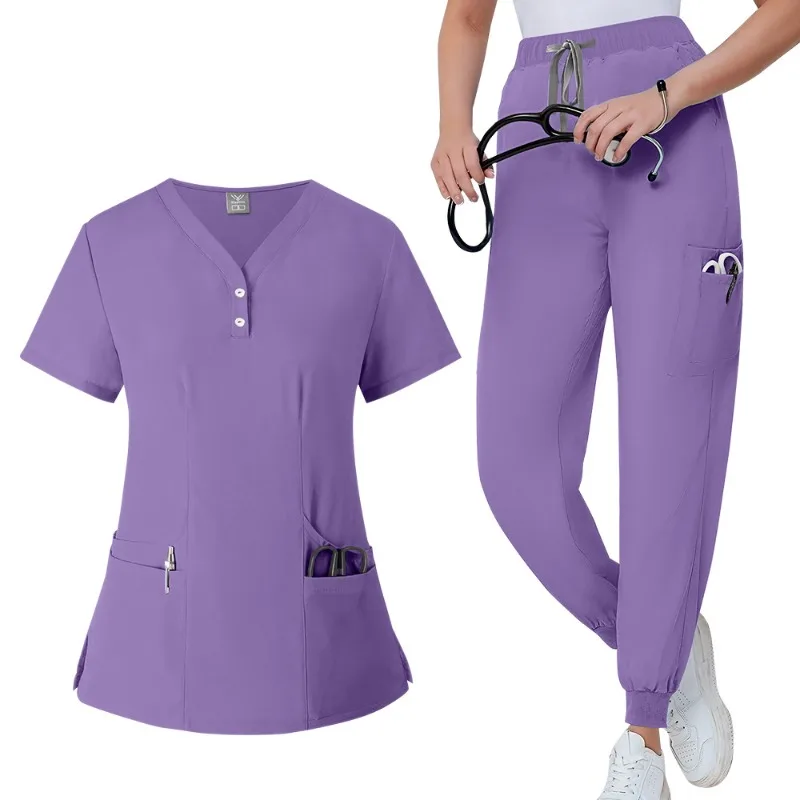 women's-breathable-quick-dry-scrub-suit-summer-thin-stretch-nurse-doctor-work-uniform
