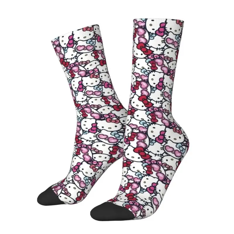 Custom Cute Cartoon Hello Kitty Sanrio Japan Anime Socks Men Women Warm 3D Printing Sports Football Socks