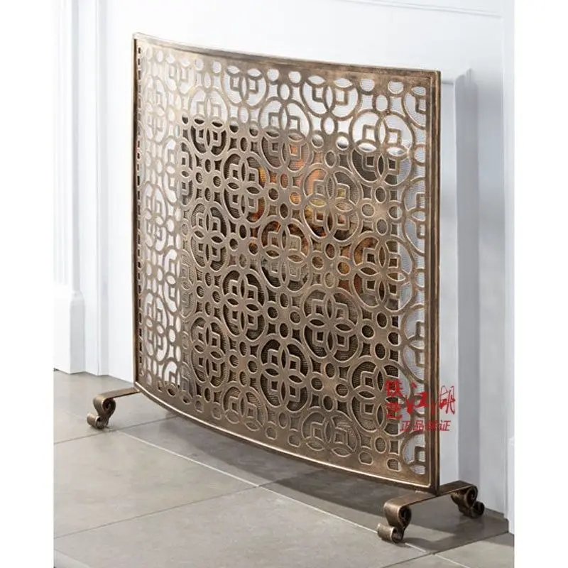 

European-style metal hollow art decoration floor-to-ceiling fireplace partition screen household new product with mesh stove