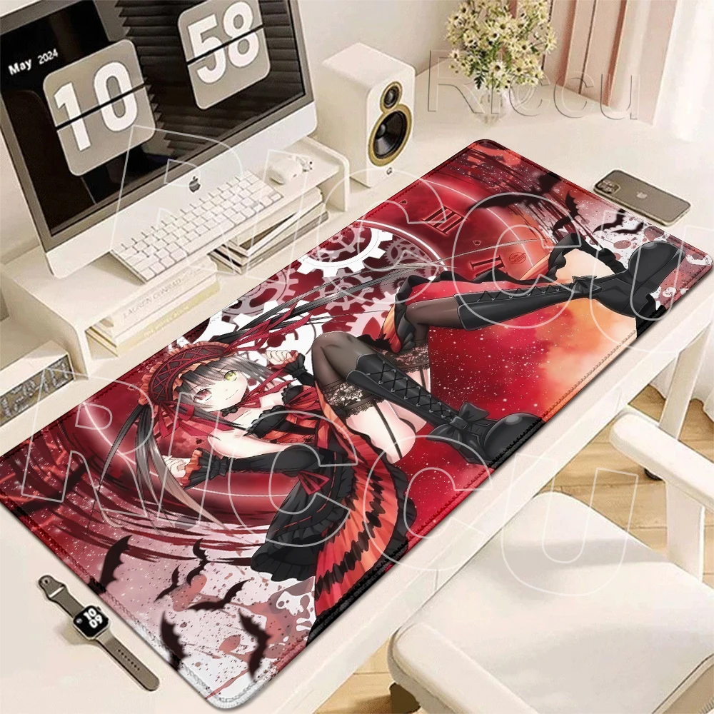 Anime Girls Kawaii Tokisaki Kurumi Pattern Mouse Pads Pretty Locking Edge Large Gaming PC Computer Keyboard XXL Rubber Desk Mats
