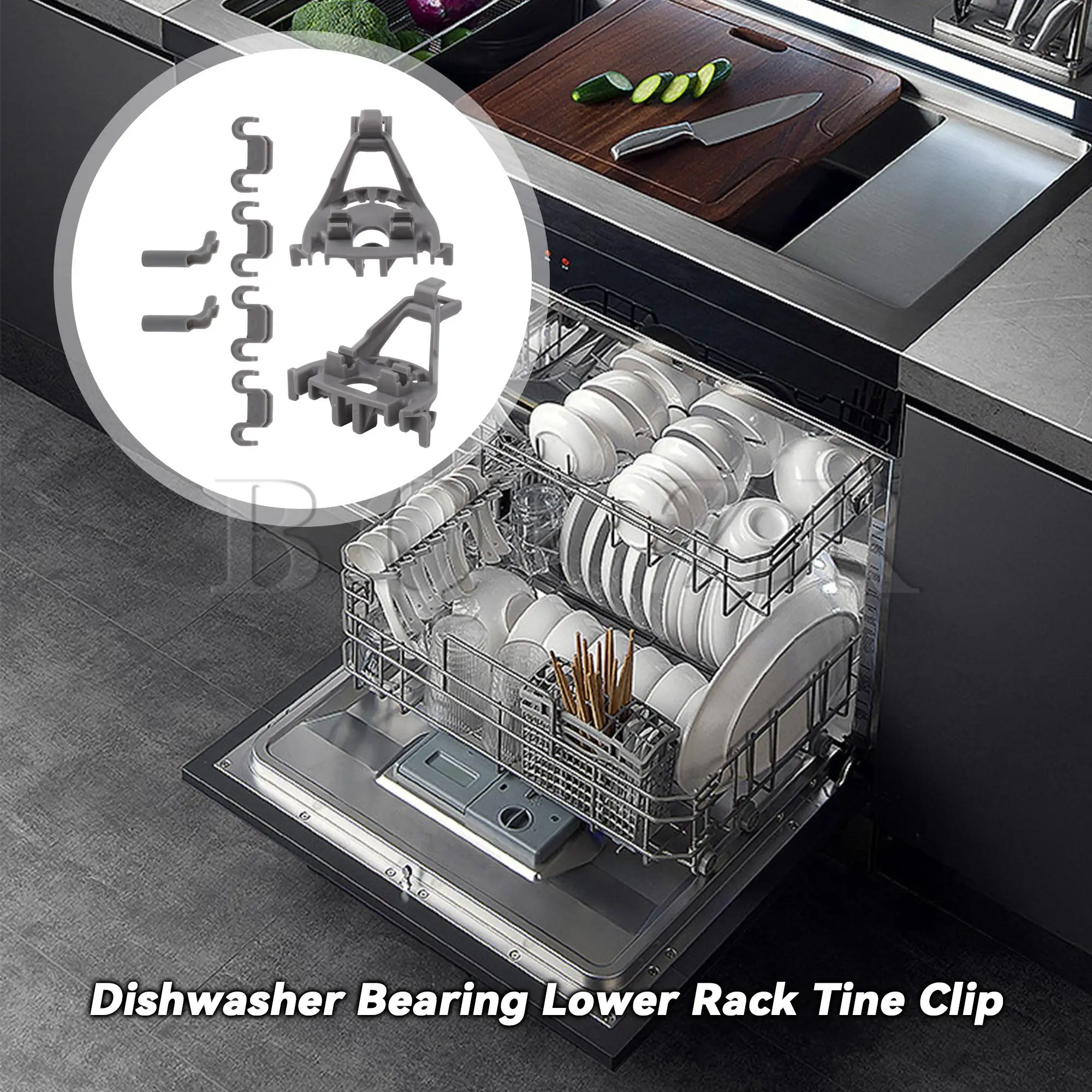 BQLZR 428344 Upgrade Dishwashers Bearing Lower Rack Flip Tine Clip Kit Grey