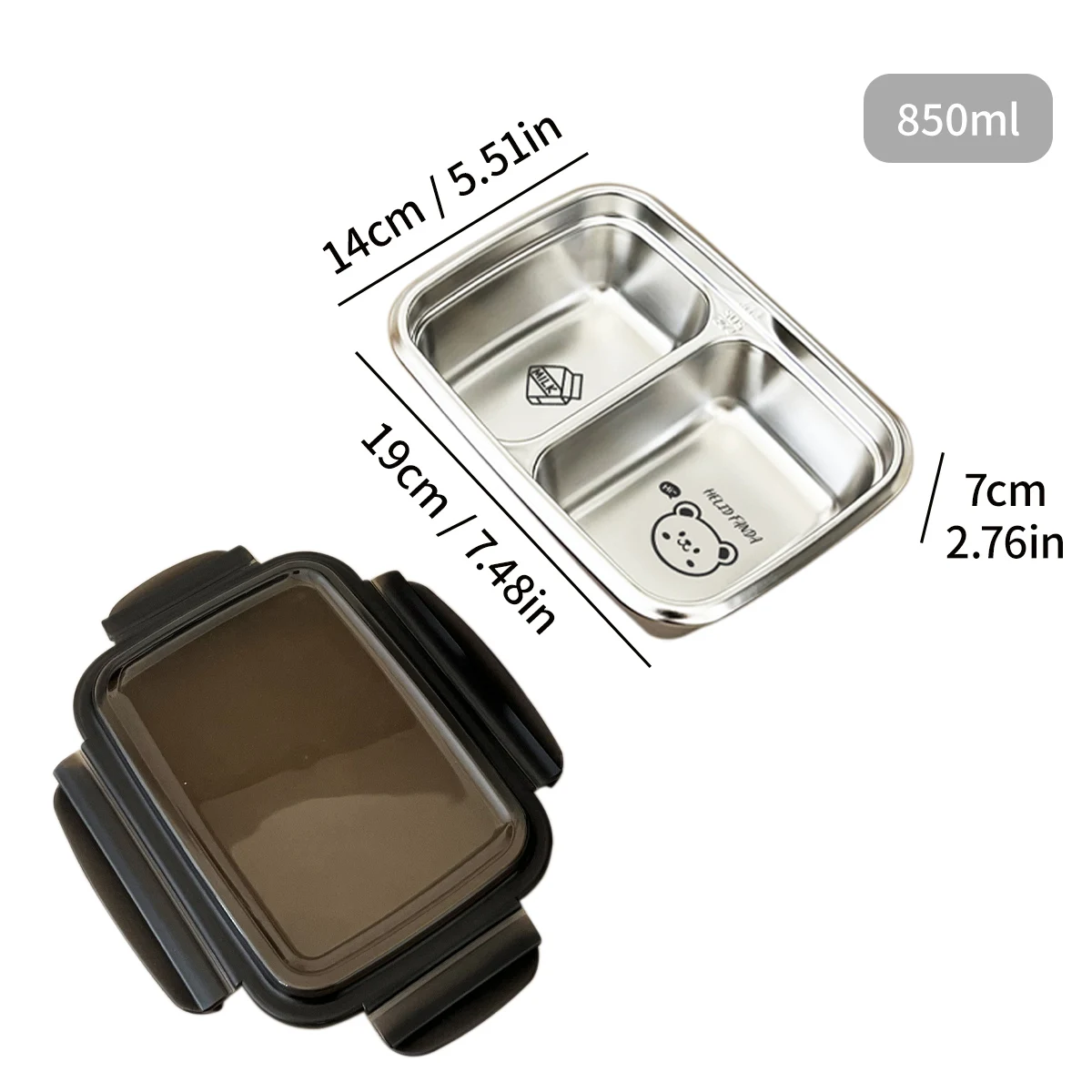 WORTHBUY 2/3 roosters 304 roestvrijstalen lunchbox Draagbare lekvrije voedselcontainer Grote capaciteit Bento Box voor studenten Volwassen
