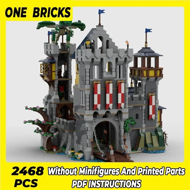 Military Fortress Model Building Bricks, MOC, Knights Castle, Tecnologia Blocos Modulares, Brinquedos de Natal, Conjuntos DIY, Montagem Presentes