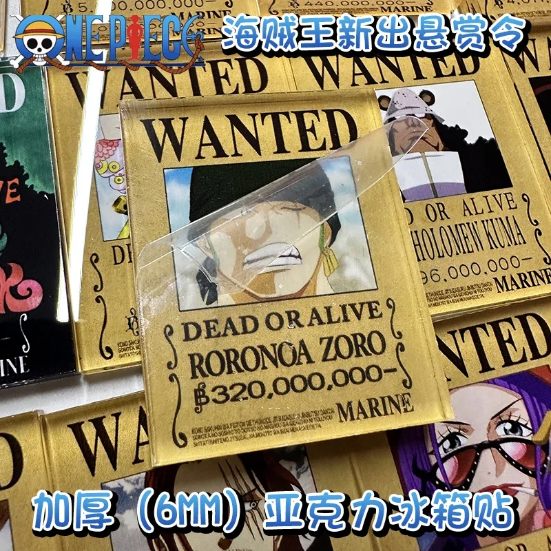 One Piece Nika Monkey D. Luffy Roronoa Zoro Nami Law Sanji HD Wanted Reward Refrigerator Magnet Custom Made Acrylic Photo Gifts