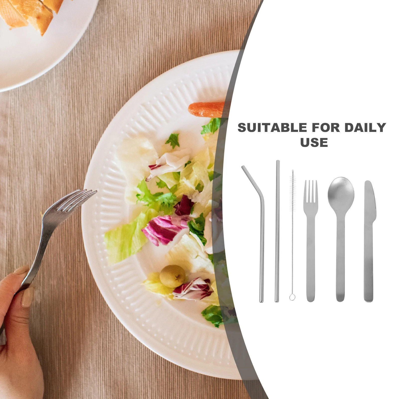 

1Set Stainless Steel Cutlery Set Buffet Serving Utensils for Parties Restaurants Hotels Reusable Portable Tableware Smooth Easy