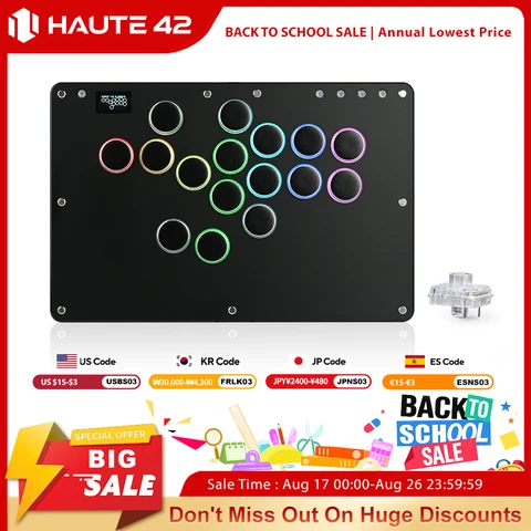 Haute42 T16 Black Stickless Hitbox Controller Leverless Arcade…