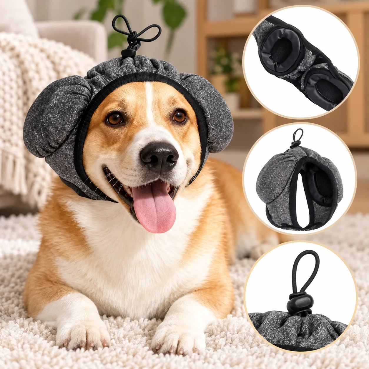 Quiet Dog Ear Muffs Noise Protection Pet Ear Covers Adjustable Calming Headwear For Grooming Bath Anxiety Relief Small Dogs