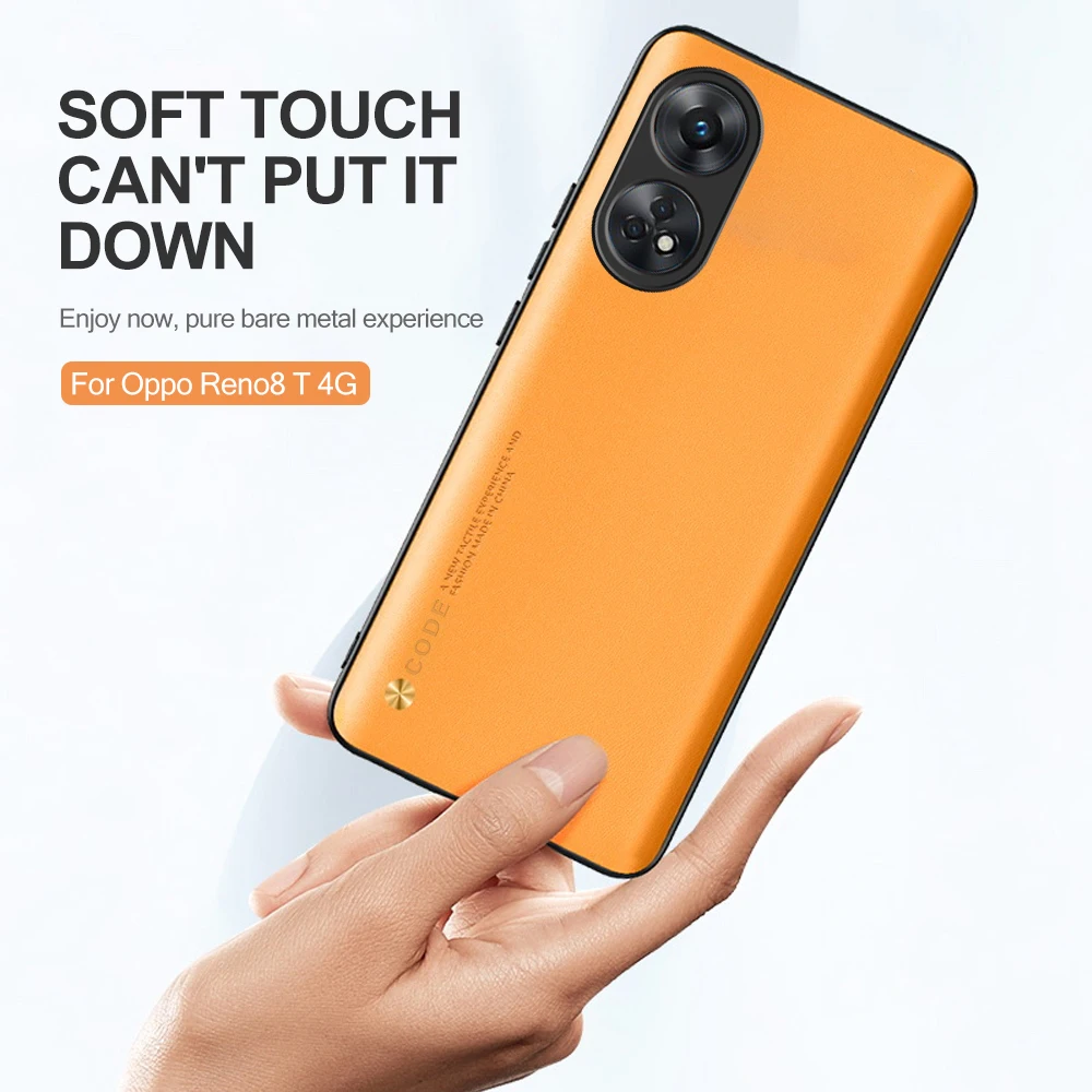 Plain Skin Leather Back Cover For Oppo Reno8 T 4G Case Opo Orro Appo Reno8T Reno 8T 8 T 4G Soft TPU Frame Protect Fundas 6.67