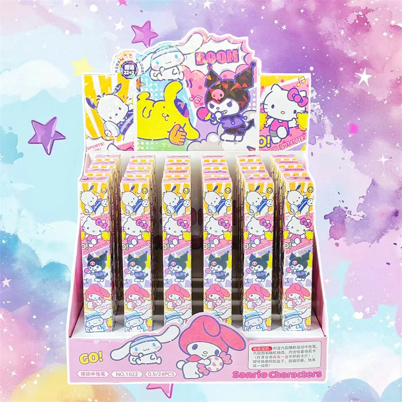 

Новые 24 шт. Sanrio персонажи мультфильма милая гелевая ручка Melody Kuromi Cinnamoroll сюрприз независимые школьные принадлежности в штучной упаковке оптом