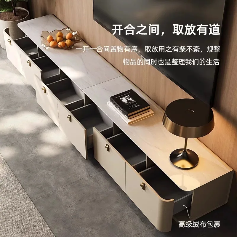 Светлый роскошный натуральный мраморный шкаф для телевизора, журнальный столик, бытовой простой комплект