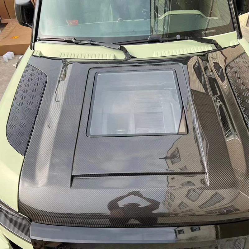For Land Defender 90 110 130 Dry Carbon Transparent Engine Hood Kit Fit 20-24
