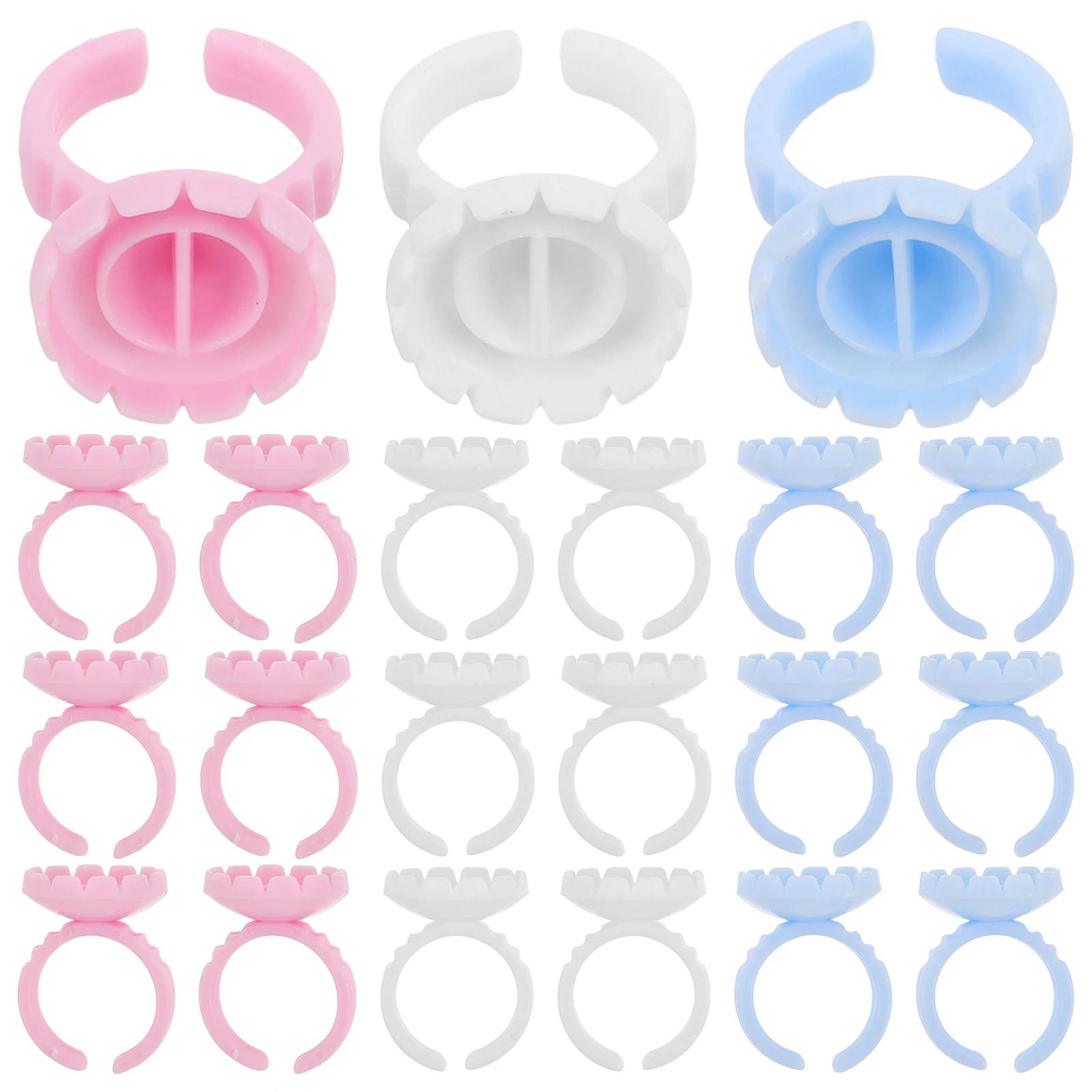 300Pcs Lash Extension Glue Rings Disposable Glue Holder Cups Eyelash Adhesive Tray Professional Lash Supplies Multi Color