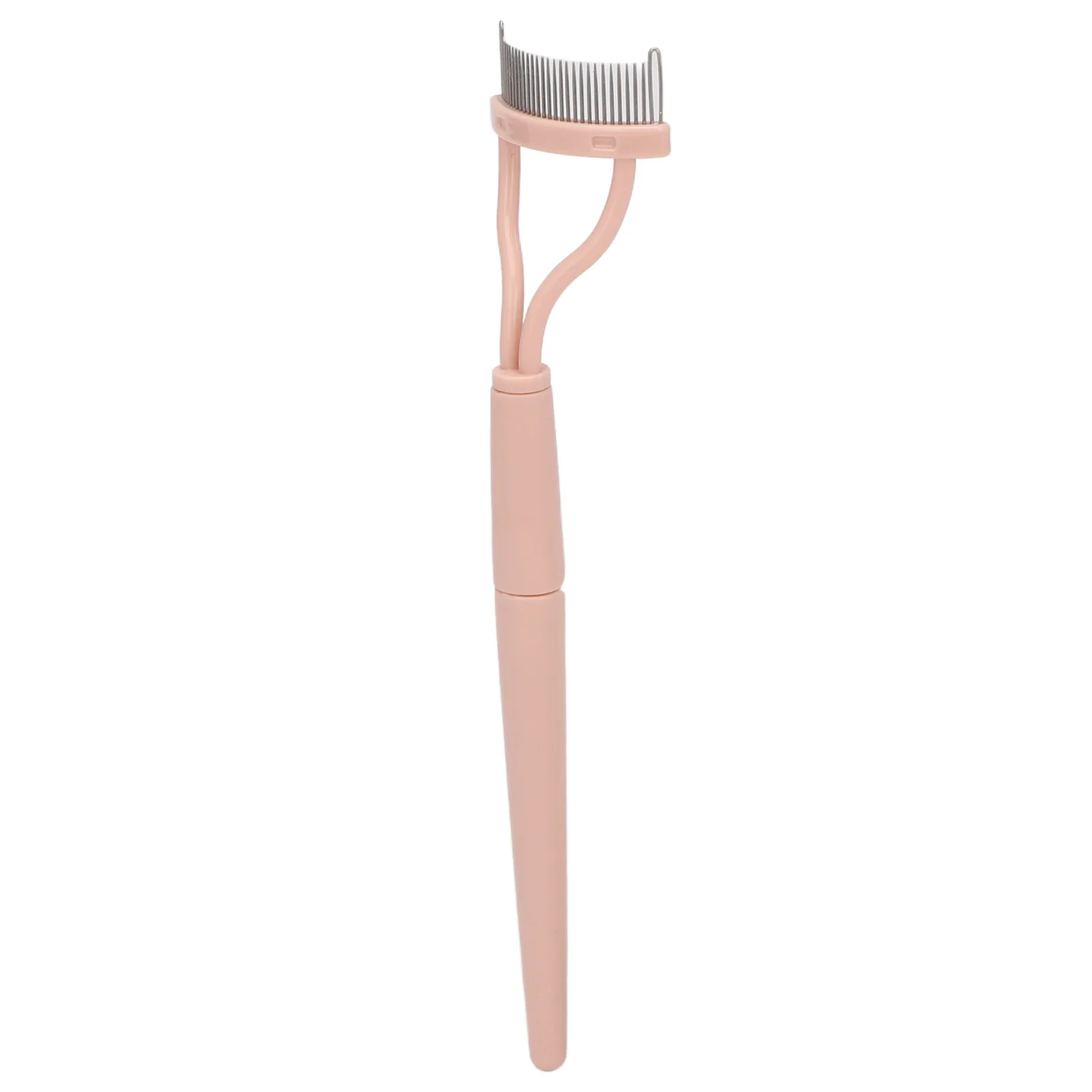 Eyelash Brush Separator Mini Stainless Steel Pink Folding Cosmetic Eyelash Comb Half Arc with Protective Cover for Outdoor