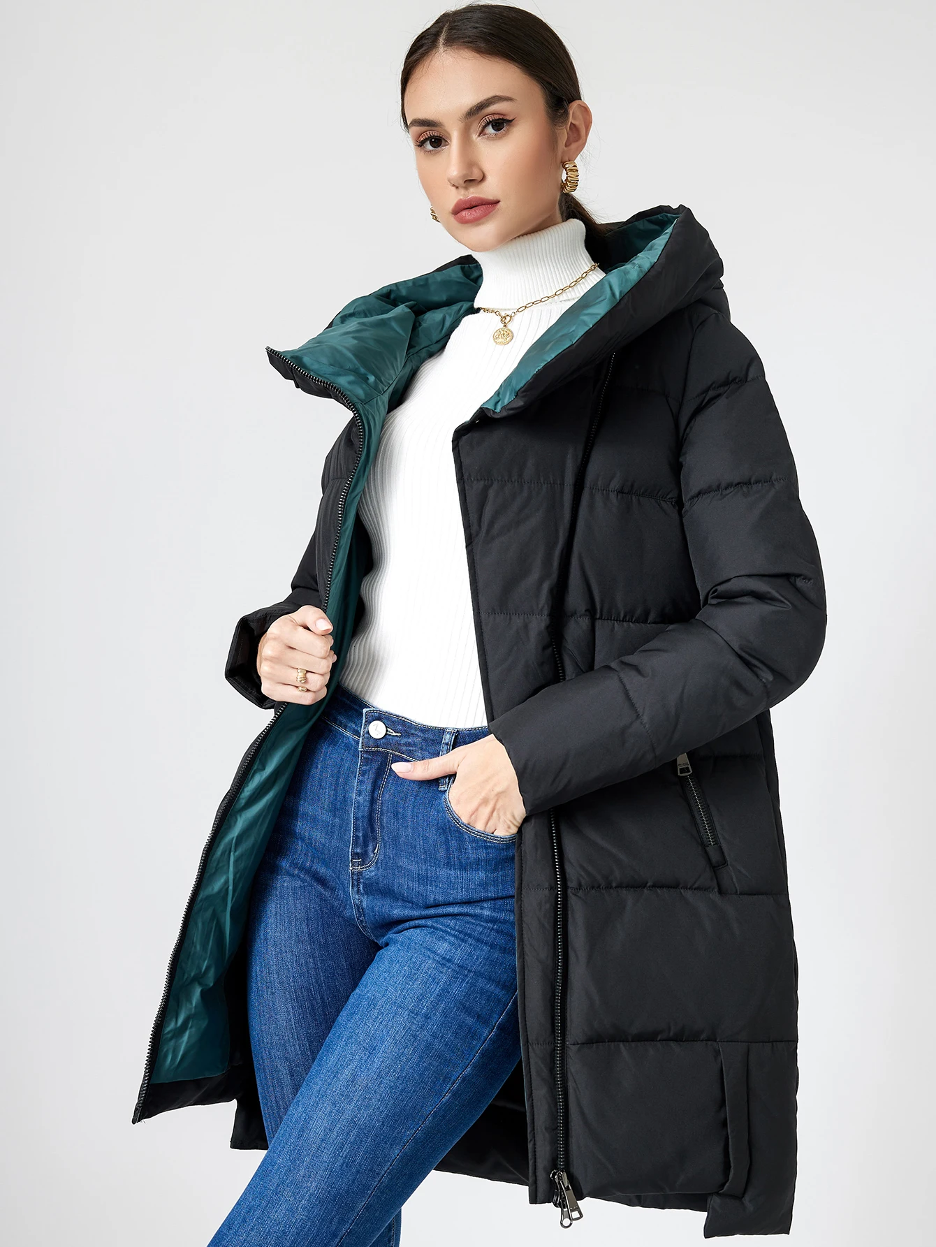 Cinemore Women\'s Jacket Winter 2023 Warm Long Parkas Hooded Outerwear Female Clothing Fashion Down Jacket Women Coat Unisex