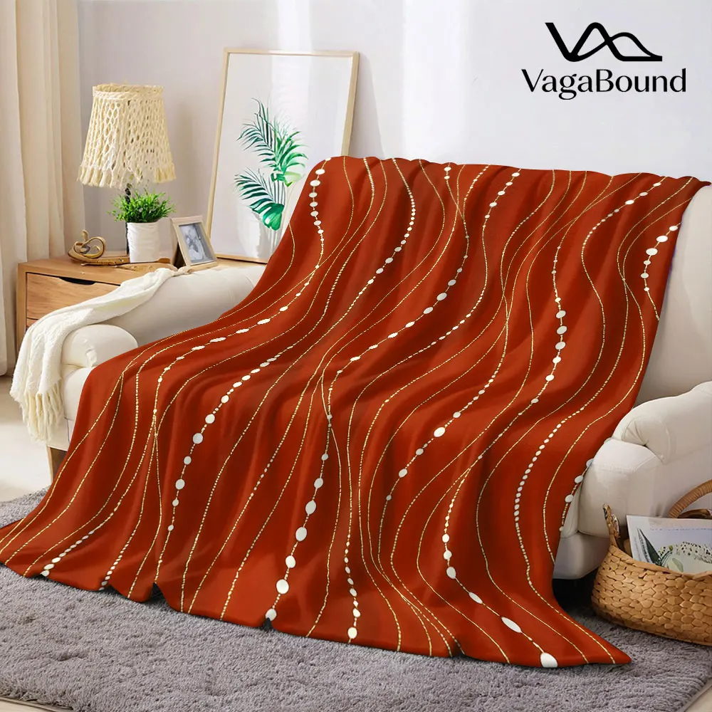 red gold bead chain Flannel Blanket Warm Soft Halloween Christmas Decorative Couch Warm Cozy All-Season Gift