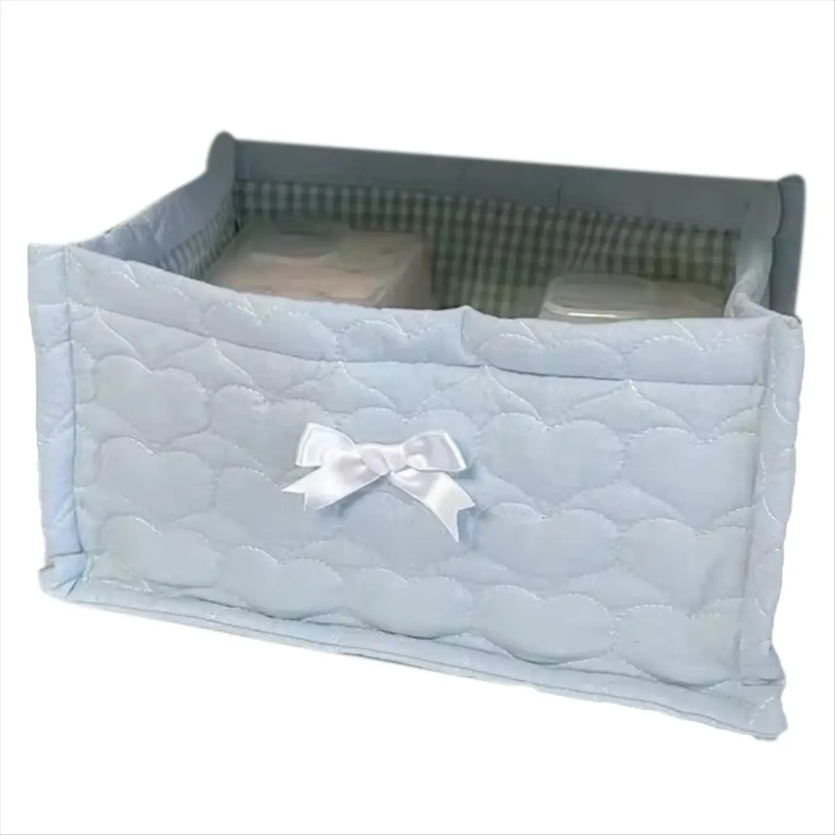 【Multifunctional】 1PCS Square Storage Basket Desktop Organizer Storage Basket Home Decoration Quilted Storage Basket Cute Storag