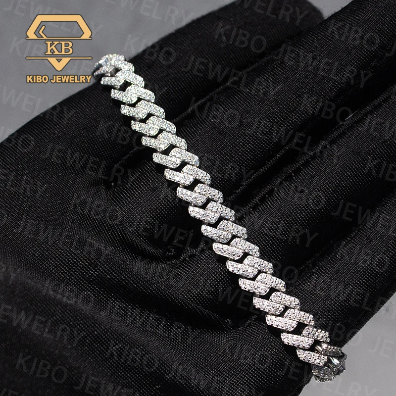 Hip Hop iced out jewelry mens 10K Solid Gold Lab Diamond Jewelry Hip Hop Cuban Link Chain Bracelet