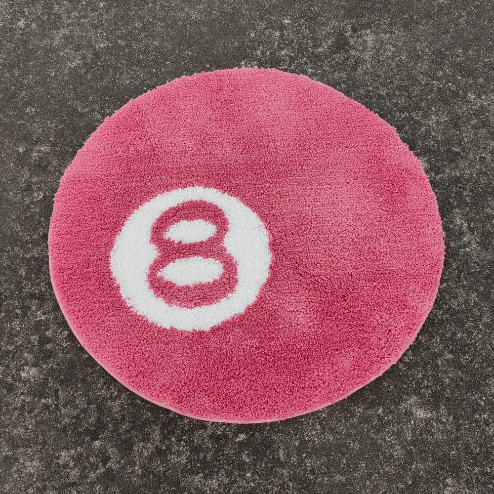 Pink Simulation Billiards 8 Ball Rug Round Tufting Soft Chair Pad Anti-slip Bath Floor Mat Kids Bedroom Decor Carpet Dropship