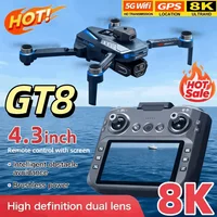 Drones GT8 con GPS 8K HD Cámaras duales 180 ° Motores sin escobillas ajustables 5G WiFi FPV para evitar obstáculos regalos de cuadricóptero plegables