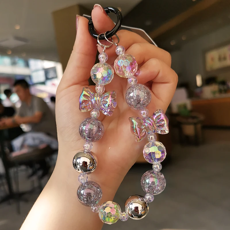 Phone Case Clip Style Anti Loss Strap Short Handmade Beaded Crystal Beads Wrist Bracelet Diamond Bead Pendant Mobile Phone Strap