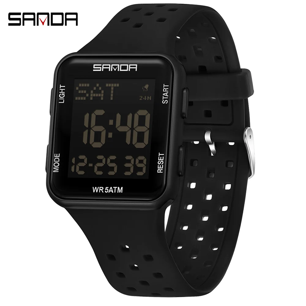 SANDA Fashion Trend Electronic Men's Watches Waterproof Sports Clock Outdoor Casual Luminous Digital Chronograph Watch Male