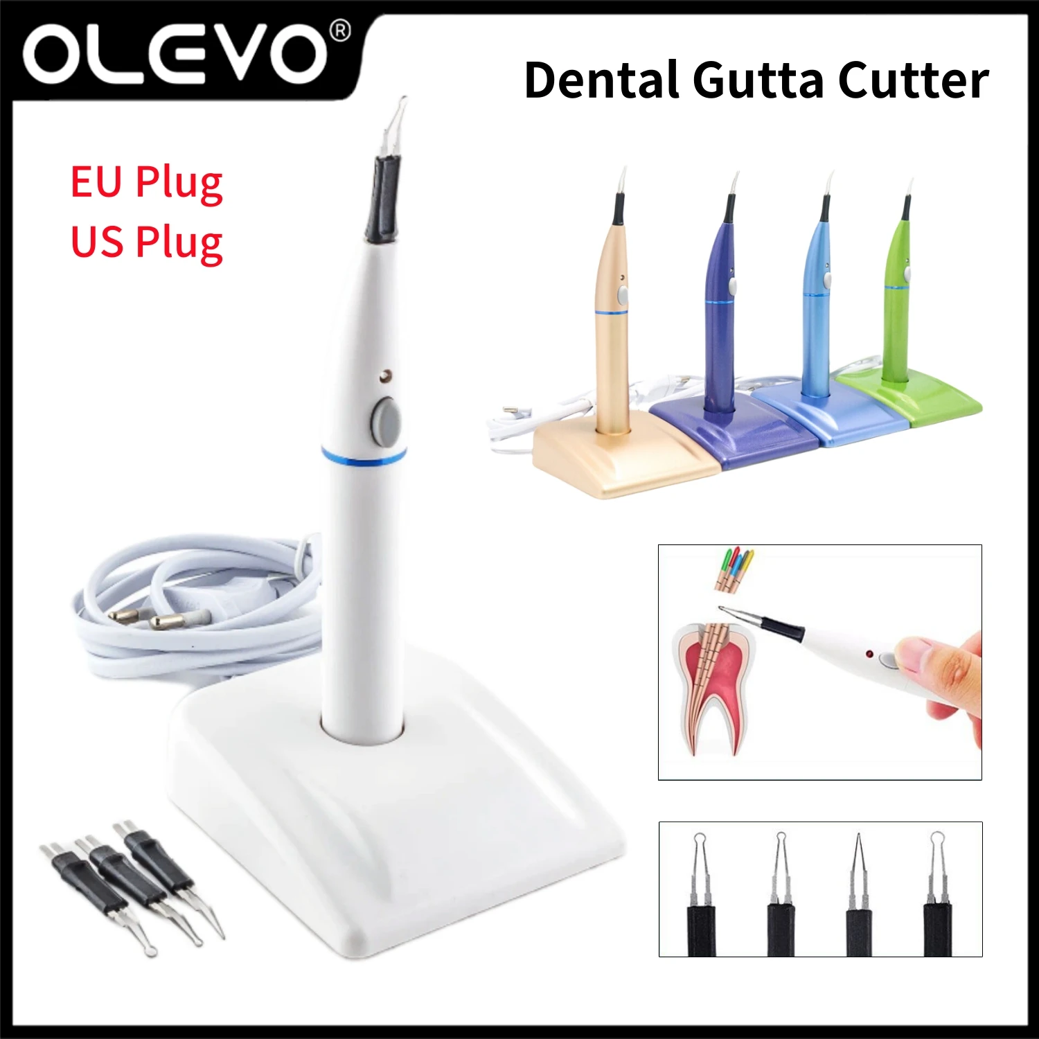 Dental Gutta Percha Tooth Gum Cutter with 4 Tips Endo Obturation System Endodontics Dissolved Breaker Dentistry Equipment