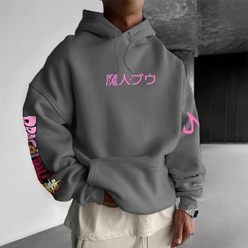 Oversized Men's Universal Anime Print Hoodie Men's Hooded Sweatshirt Loose Tops Pullover Men's Hooded Sweatshirt Streetwear