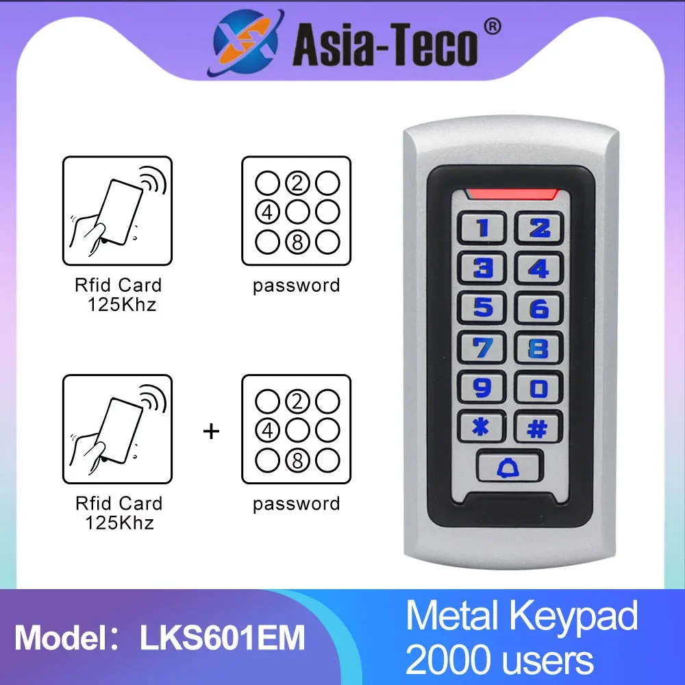 

Backlight Metal Keypad Wiegand RFID Card Reader 125khz Access Control System Proximity Card Standalone 2000 Users Door Lock