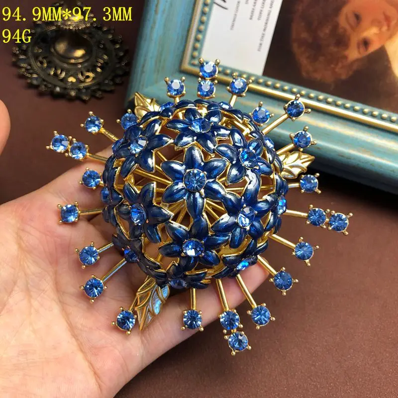 blue drip glazed big blue flower brooch corsage accessories hanmade pins hollow design brooch jewelry