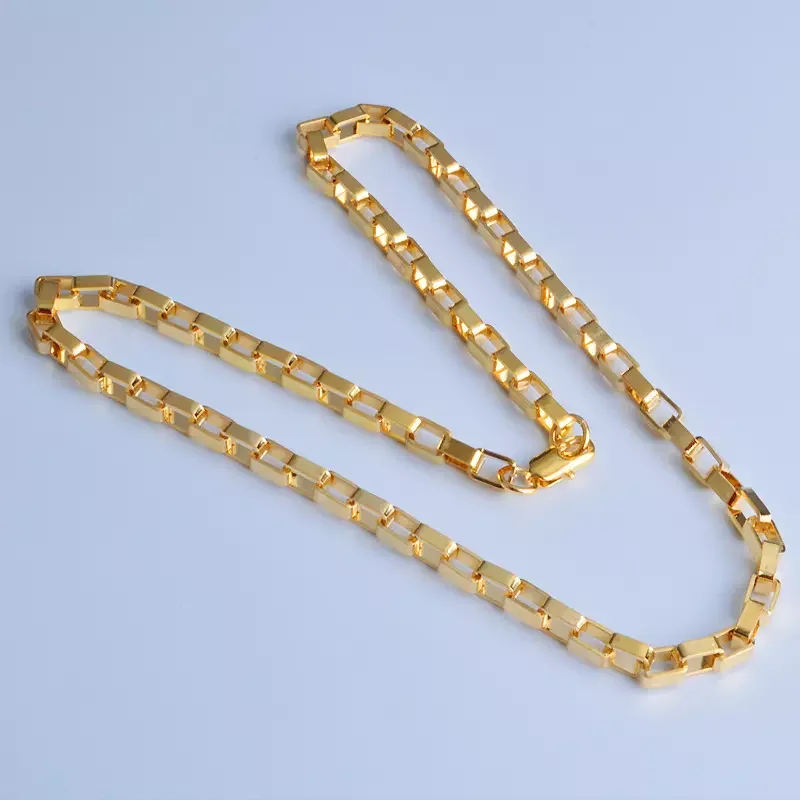 Butik ze srebra próby 925 5mm 18K złoty naszyjnik dla mężczyzn i kobiet biżuteria duży pojemnik łańcucha