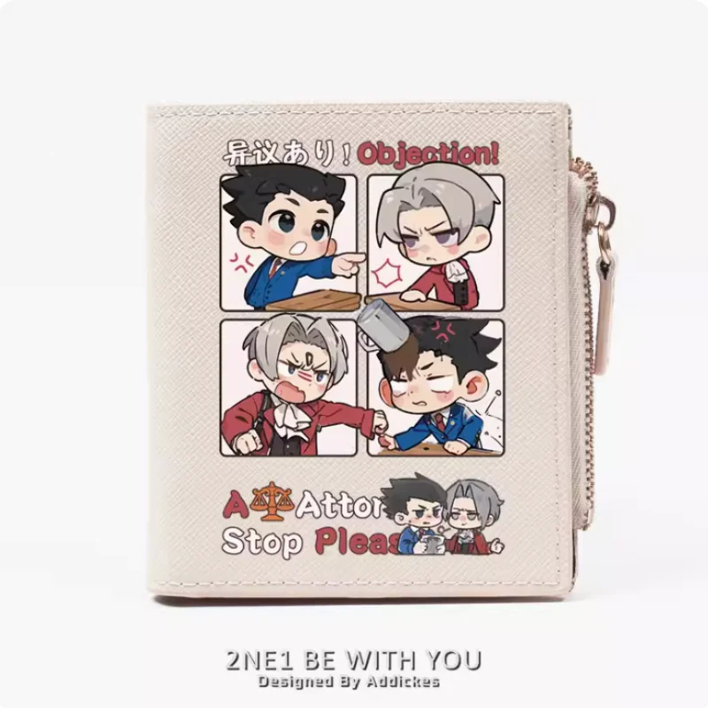 Anime Ace Attorney Fashion Wallet PU Purse Card Coin Zipper Money Bag Cosplay Gift B855