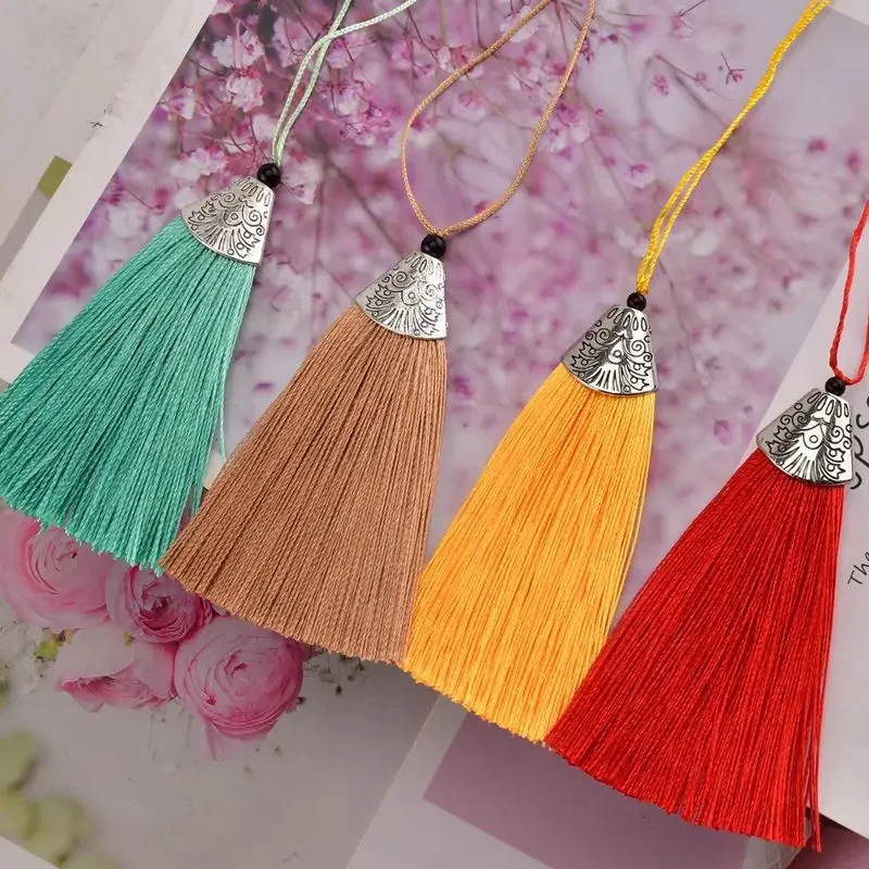 5pcs/lot 8cm Fish Mouth Cap Silk Tassel Fringe Brush Trim Decorative Tassel Trim Key for DIY Embellish Curtain Accessories Parts