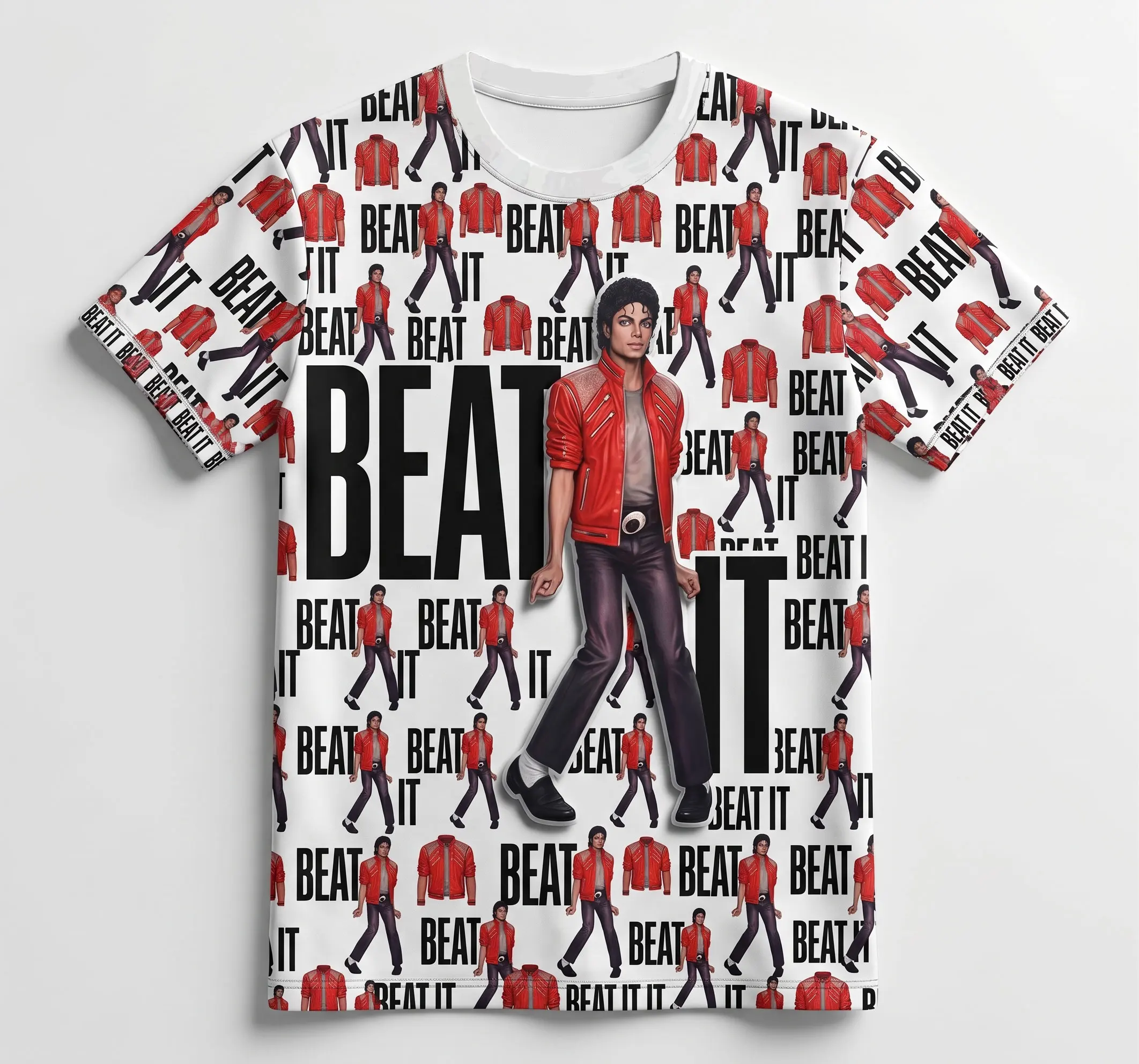 Vintage 1984 Michael Jackson Beat It T-shirt Merch For Fans Printed T-shirt Versatile for Men and Women