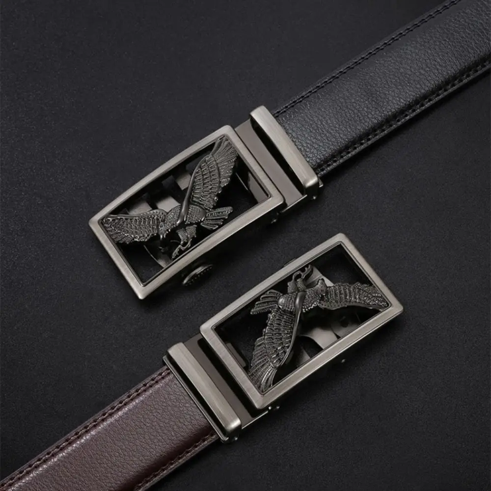 حزام عمل كاجوال على شكل نسر من جلد البولي يوريثان، حزام بإبزيم تلقائي عتيق، تصميم فاخر، حزام خصر للرجال