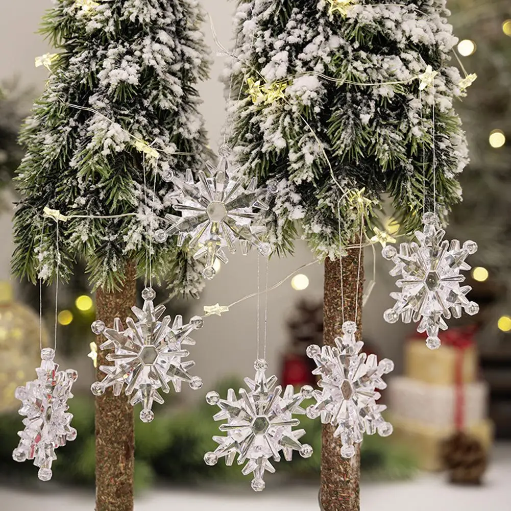 

Christmas Acrylic Snowflake Pendant Crystal Snowflake Year Hanging Xmas Home Tree Decoration New Party DIY Ornaments U2B4