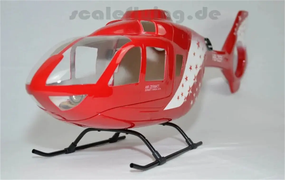 450 EC-135 Air Zermatt RC Helicopters Pre-Painted Fuselage Red White Painting