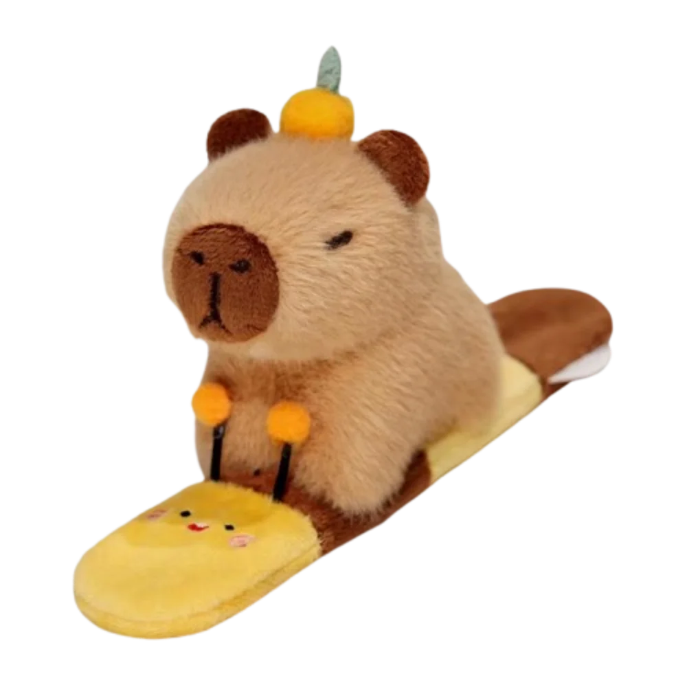 

With Orange Capybara Plush Slap Bracelet Clap Circle Toy Wristband Capybara Slap Snap Doll Toy Cartoon Fluffy